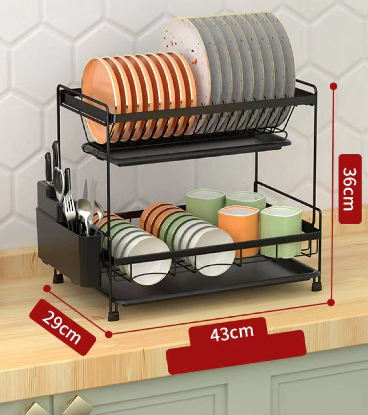 Double - Layer Multi - Functional Dish Rack Drain Basket For Storage And Arrangement